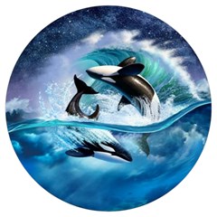 Orca Wave Water Underwater Sky Round Trivet by Semog4