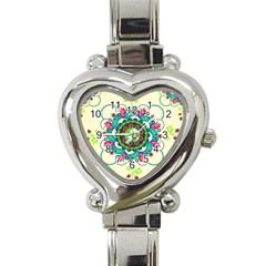 Mandala Flowers Abstract Butterflies Floral Pattern Summer Heart Italian Charm Watch by Semog4