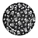 Skull-crossbones-seamless-pattern-holiday-halloween-wallpaper-wrapping-packing-backdrop Ornament (Round Filigree) Front