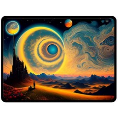 Ai Generated Surrealist Fantasy Dream Moon Space Fleece Blanket (large)