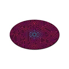 Circuit Hexagonal Geometric Pattern Background Purple Sticker (oval) by Jancukart