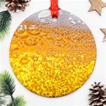 Texture Pattern Macro Glass Of Beer Foam White Yellow Bubble Ornament (Round) Front