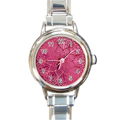 Pink Mandala Glitter Bohemian Girly Glitter Round Italian Charm Watch by Semog4