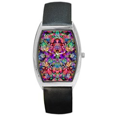 Flower Patterns Abstract Pattern Digital Art Barrel Style Metal Watch by Semog4