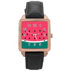 Watermelon Fruit Pattern Rose Gold Leather Watch  by Semog4