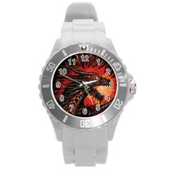 Dragon Fire Round Plastic Sport Watch (l) by Semog4