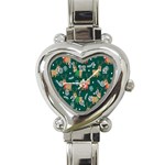 Cute Christmas Pattern Doodle Heart Italian Charm Watch Front