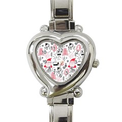 Christmas Themed Seamless Pattern Heart Italian Charm Watch by Semog4