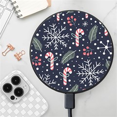 Holiday Seamless Pattern With Christmas Candies Snoflakes Fir Branches Berries Wireless Fast Charger(black) by Semog4