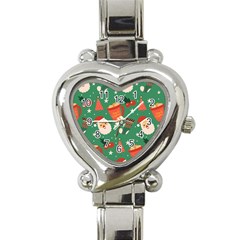 Colorful Funny Christmas Pattern Heart Italian Charm Watch by Semog4