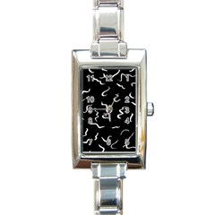 Scribbles Lines Drawing Picture Rectangle Italian Charm Watch by Semog4