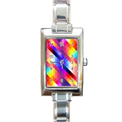 Abstract Background Colorful Pattern Rectangle Italian Charm Watch by Semog4