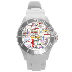 Writing Author Motivation Words Round Plastic Sport Watch (l) by Semog4