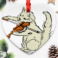 Cat Playing The Violin Art Ornament (heart) by oldshool