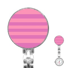 Pink Stripes Striped Design Pattern Stainless Steel Nurses Watch by Semog4