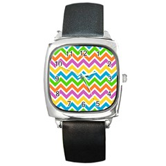 Chevron-pattern-design-texture Square Metal Watch by Semog4