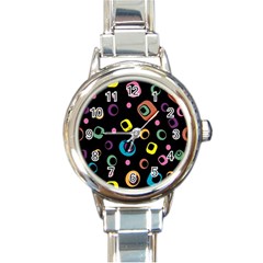 Abstract-background-retro-60s-70s Round Italian Charm Watch by Semog4