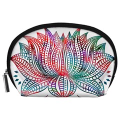 Lotus Feathers Boho Watercolor Accessory Pouch (large) by Salman4z