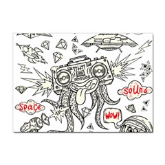 Drawing Clip Art Hand Painted Abstract Creative Space Squid Radio Sticker A4 (10 Pack) by Salman4z