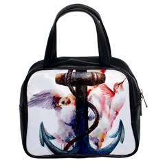 Anchor Watercolor Painting Tattoo Art Anchors And Birds Classic Handbag (two Sides) by Salman4z