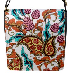 Flowers Pattern Texture White Background Paisley Flap Closure Messenger Bag (s) by Salman4z