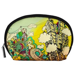 Doodle Wallpaper Artistic Surreal Accessory Pouch (large) by Salman4z