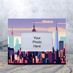 New York Skyline Cityscape Nyc New York City Landmark White Tabletop Photo Frame 4 x6  by Jancukart