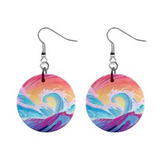 Waves Ocean Sea Tsunami Nautical 9 Mini Button Earrings