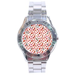 Watercolor Strawberry Stainless Steel Analogue Watch by SychEva