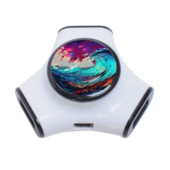 Tsunami Waves Ocean Sea Nautical Nature Water Painting 3-port Usb Hub