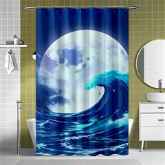 Waves Ocean Sea Tsunami Nautical 7 Shower Curtain 48  X 72  (small) 