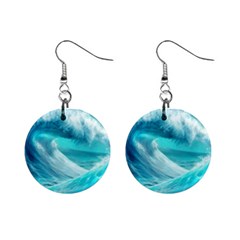 Tsunami Waves Ocean Sea Nautical Nature Water Tidal Mini Button Earrings