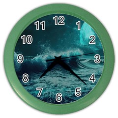 Waves Ocean Sea Tsunami Nautical 2 Color Wall Clock