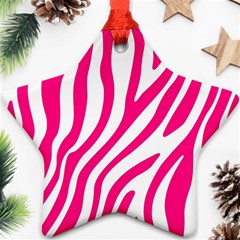 Pink Fucsia Zebra Vibes Animal Print Ornament (star) by ConteMonfrey