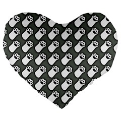 Grey And White Little Paws Large 19  Premium Flano Heart Shape Cushions by ConteMonfrey