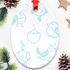 Birds Seamless Pattern Blue Oval Ornament (two Sides) by ConteMonfrey