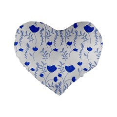 Blue Classy Tulips Standard 16  Premium Heart Shape Cushions by ConteMonfrey