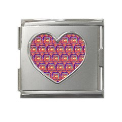 Pink Yellow Neon Squares - Modern Abstract Mega Link Heart Italian Charm (18mm) by ConteMonfrey