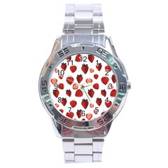 Strawberry Watercolor Stainless Steel Analogue Watch by SychEva