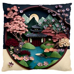 Japanese Garden Flowers Landscape Standard Premium Plush Fleece Cushion Case (one Side)