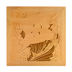 Wave Fish Koi Splash Character Carp Wood Photo Frame Cube by Wegoenart