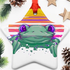 Frog Animal Sun Amphibian Figure Digital Art Ornament (star) by Wegoenart