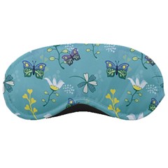 Butterflies Flowers Blue Background Spring Pattern Sleeping Mask by Ravend