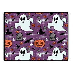 Pumpkin Ghost Witch Hat Halloween Sketch Holiday Two Sides Fleece Blanket (small) by Ravend