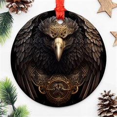 Eagle Ornate Pattern Feather Texture Ornament (round) by Ravend