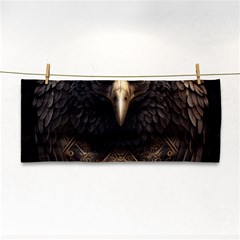 Eagle Ornate Pattern Feather Texture Hand Towel by Ravend