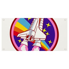 Badge Patch Pink Rainbow Rocket Banner And Sign 4  X 2  by Salman4z