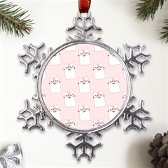 Pattern Pink Cute Sweet Fur Cats Metal Large Snowflake Ornament by Salman4z