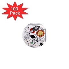 Astronaut Drawing Planet 1  Mini Magnets (100 Pack)  by Salman4z