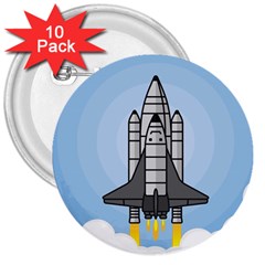 Rocket Shuttle Spaceship Science 3  Buttons (10 Pack)  by Salman4z